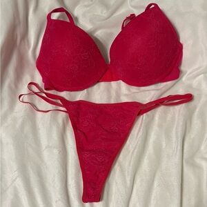 Pink Lace Bra and Panty Set